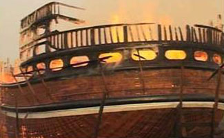 Fire engulfed on a fishing trawler doused