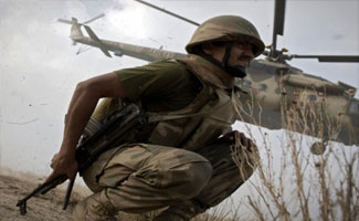 Security forces gunship kills five, injures seven militants