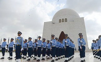 PAF Cadets mark beginning of defence day celebrations at Mazar e Quaid-e- Azam