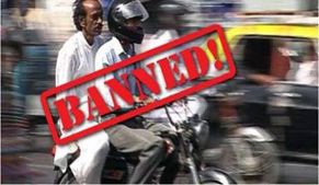 Pillion riding banned in city