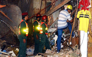 Two-story building collapsed