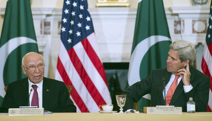 On the sidelines of ARF: Sartaj meets Kerry