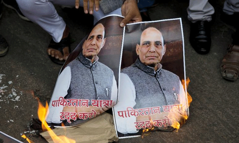 Crowds rally in Islamabad against visit of Indian minister