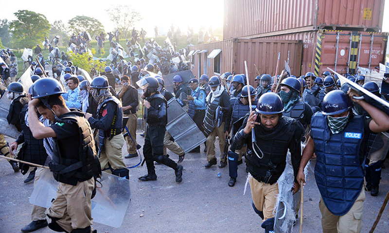 Islamabad police clash with PTI activists after protest ban