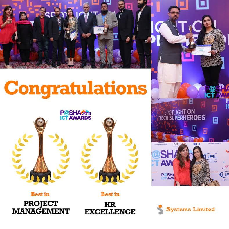 Systems Limited proudly sponsors P@SHA ICT Awards 2016; wins HR Excellence, Project Management awards