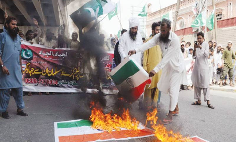 Protest rally held against India