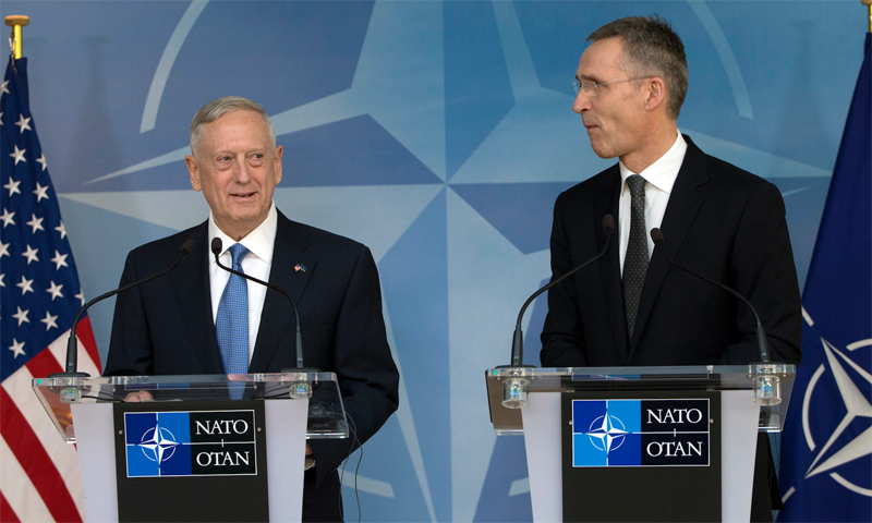 Jim Mattis and NATO chief Stoltenberg in Kabul