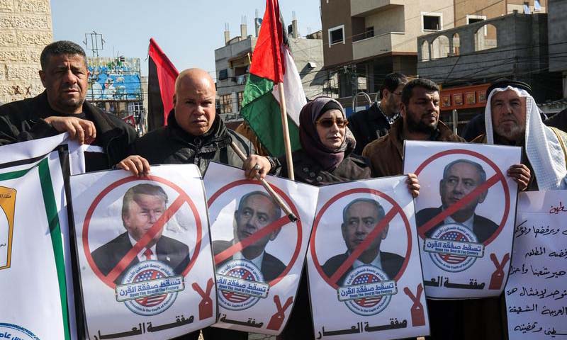 Palestinians protest agaisnt Trump's Mideast peace plan