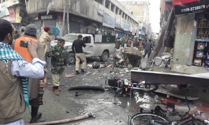 Two dead, 14 injured in a blast near McConaghey Road in Quetta