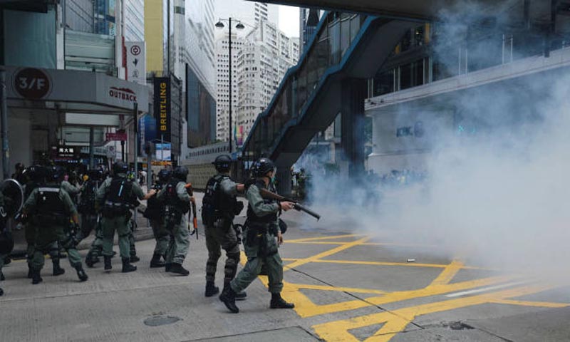Hong Kong police fire tear gas as protesters rise up against security law