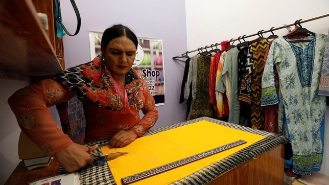 Pakistani transgender woman finds a niche in tailoring