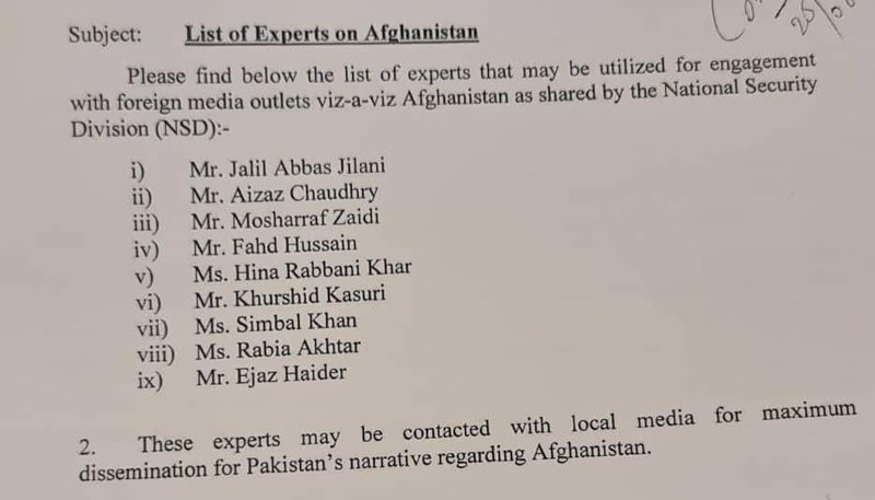 Is the list of Pakistan experts on Afghanistan by NSD real or a hoax?