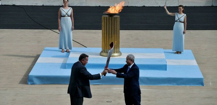 Greece hands over Olympic flame to Beijing 2022 hosts