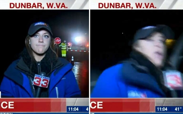 US TV reports gets struck by car live on air - and gets back up to continue reporting