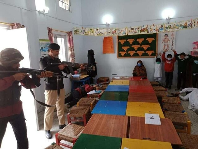 Did KP police use children as props in their mock terrorism exercise?