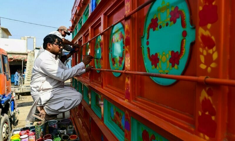 Pakistan's lorries are renowned for "truck art": candy-coloured murals depicting South Asian animals, celebrities and religious icons. AFP