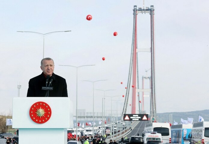 Erdogan inaugurates world's longest suspension bridge