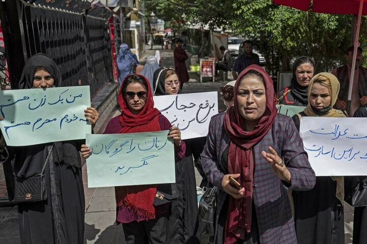 Afghan women protest Taliban decree to cover faces