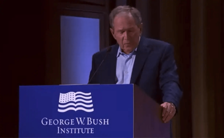Bush calls Iraq invasion &lsquo;unjustified&rsquo; before correcting &lsquo;I mean Ukraine&rsquo;