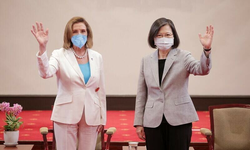 Pelosi hails Taiwan&rsquo;s free society as China holds military drills, vents anger