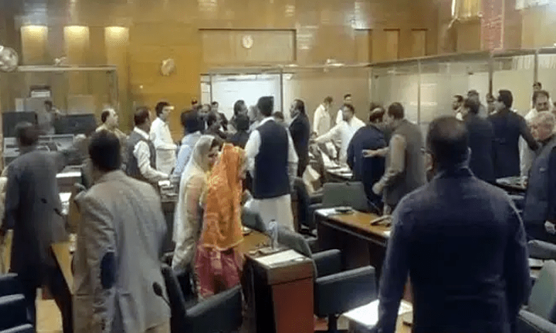 PTI MLA hits former PM AJK Raja Farooq Haider with cell phone