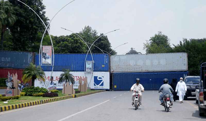 How much is the govt paying for containers used to barricade Islamabad