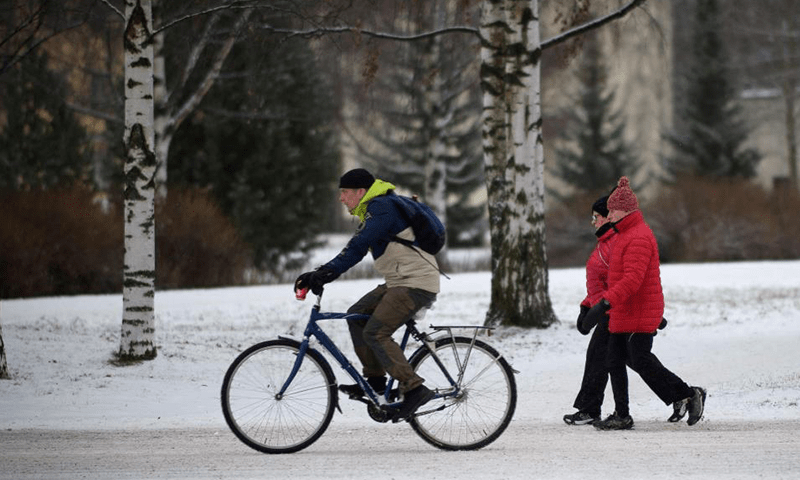 In Finland, snow is no problem for cyclists