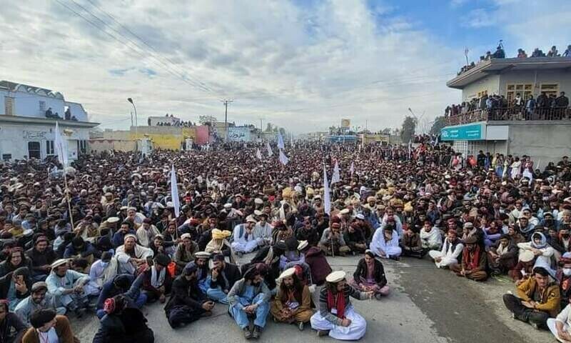 Flood of people at protest against terrorism in Wana, South Waziristan