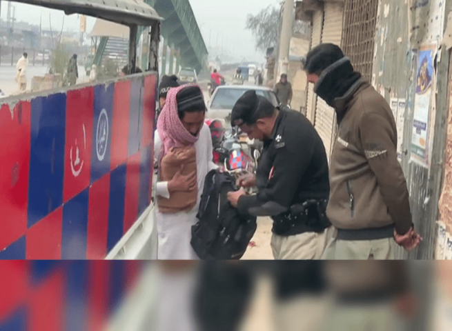 Police frisk passersby in Peshawar search operation