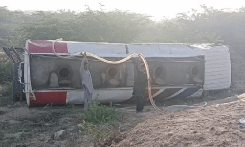 Fuel tanker falls into a ditch at Northern bypass