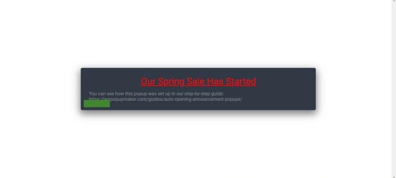 The default popup was replaced with a sales banner