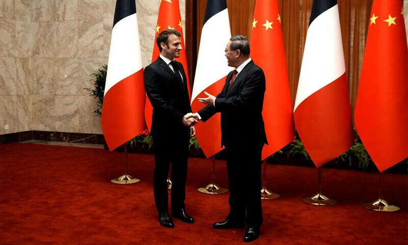 Macron meets China&rsquo;s Li as EU leaders begin Beijing talks