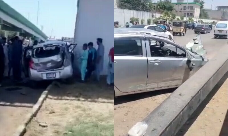 Woman killed as three vehicles collide on Sharae Faisal Karachi