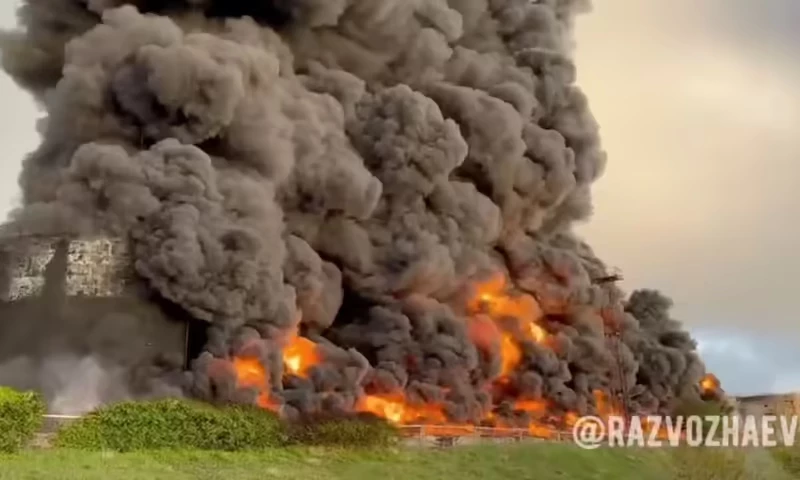 Russia blames Ukraine drone attack for major Crimea fuel depot fire