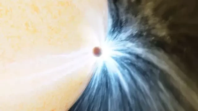 With a gulp and burp, a bloated star swallows a Jupiter-sized planet