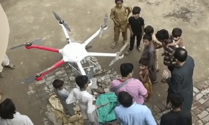 Drone delivering drugs to peddlars crashes in Lahore