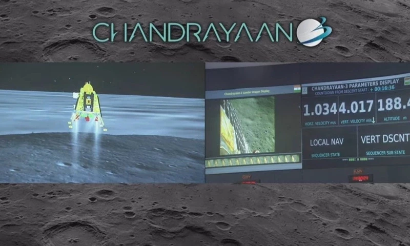Indian spacecraft Chandrayaan-3 lands on moon