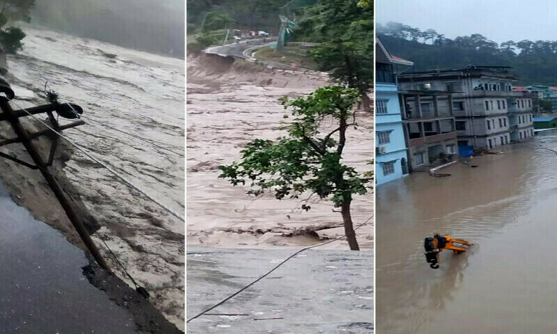 Floods in India&rsquo;s Sikkim state leave 10 dead, 82 missing including army personnel