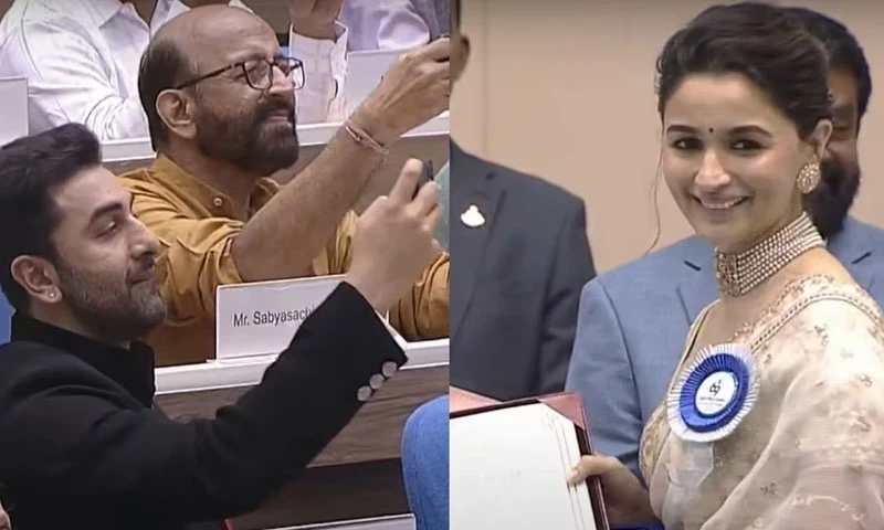 Proud husband Ranbir captures moment as Alia receives national award