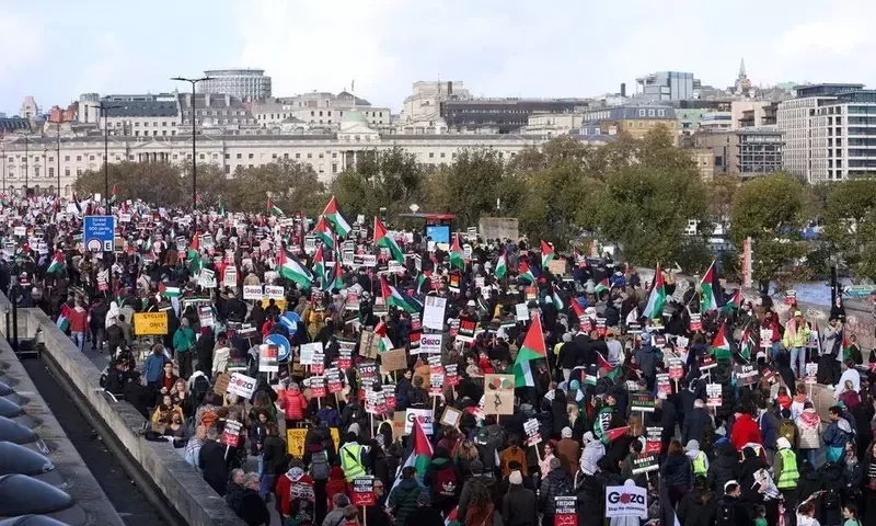 Hundreds of thousands rally in global cities to support Palestinians