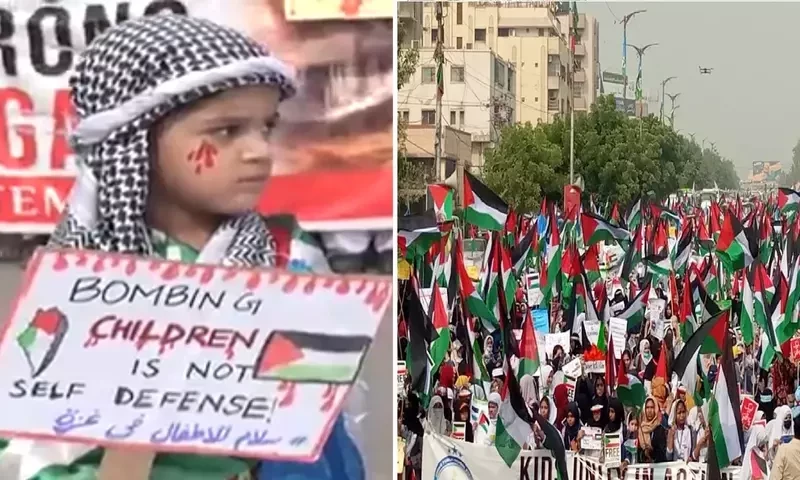 Karachi school-going children express solidarity with Palestinians