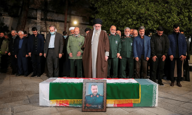 Iran&rsquo;s supreme leader leads funeral prayers for senior Guards adviser