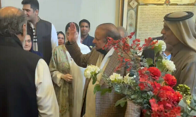 Nawaz, postpones victory speech, leaves party secretariat