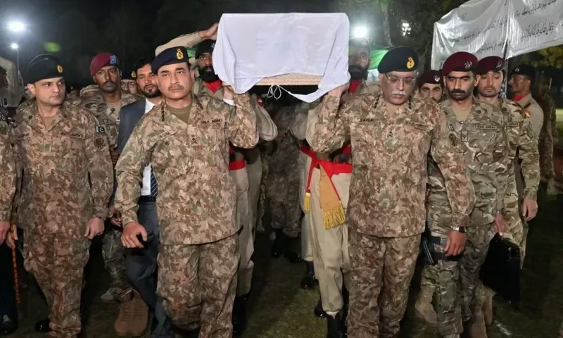 Funeral prayers of Lt Col Kashif Ali, Capt Badar held in Chaklala Garrison