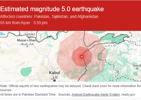 Magnitude 5 earthquake jolt Pakistan