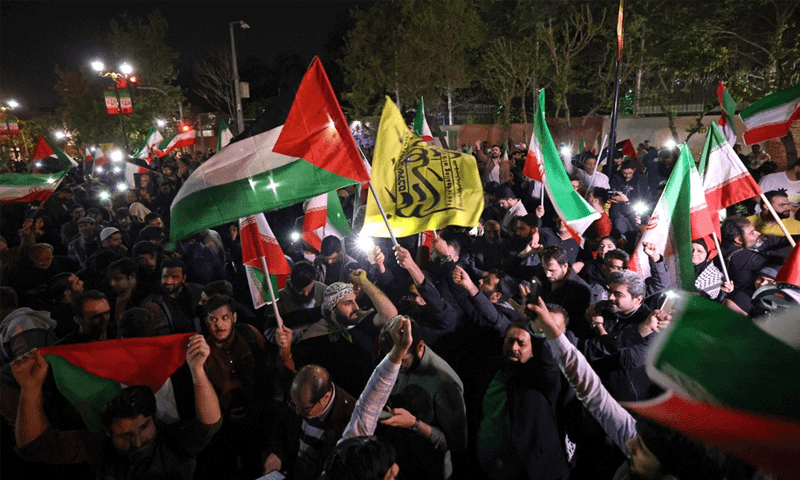 Iranians pour onto the streets in support of attack on Israel