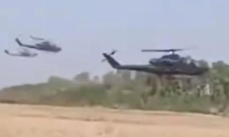 Were army helicopters used to dry wheat in viral video?