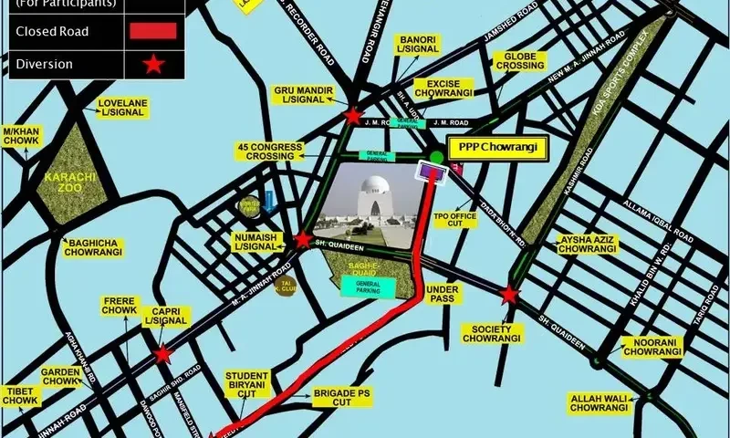 Traffic plan for JUI-F rally in Karachi today