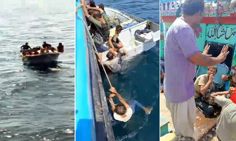 Unknown Pakistani boat rescues stranded migrants from the sea