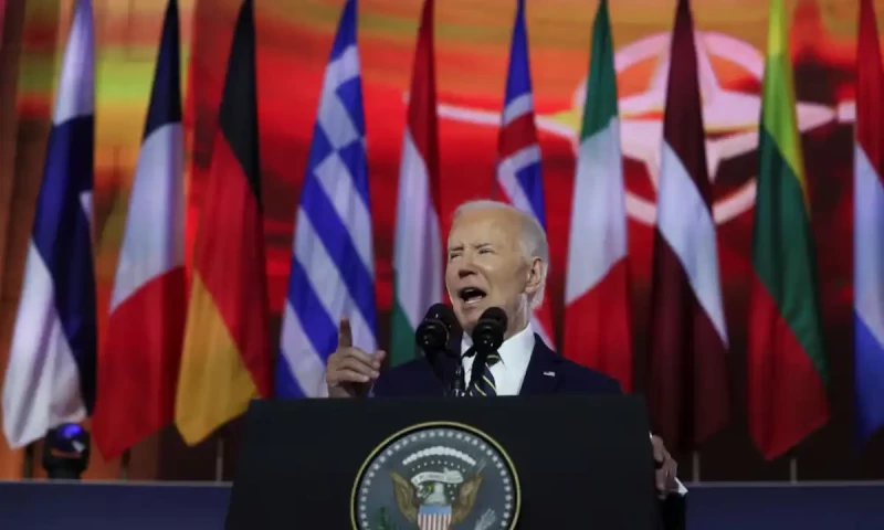 Ukraine will stop Putin, Biden tells NATO in forceful speech